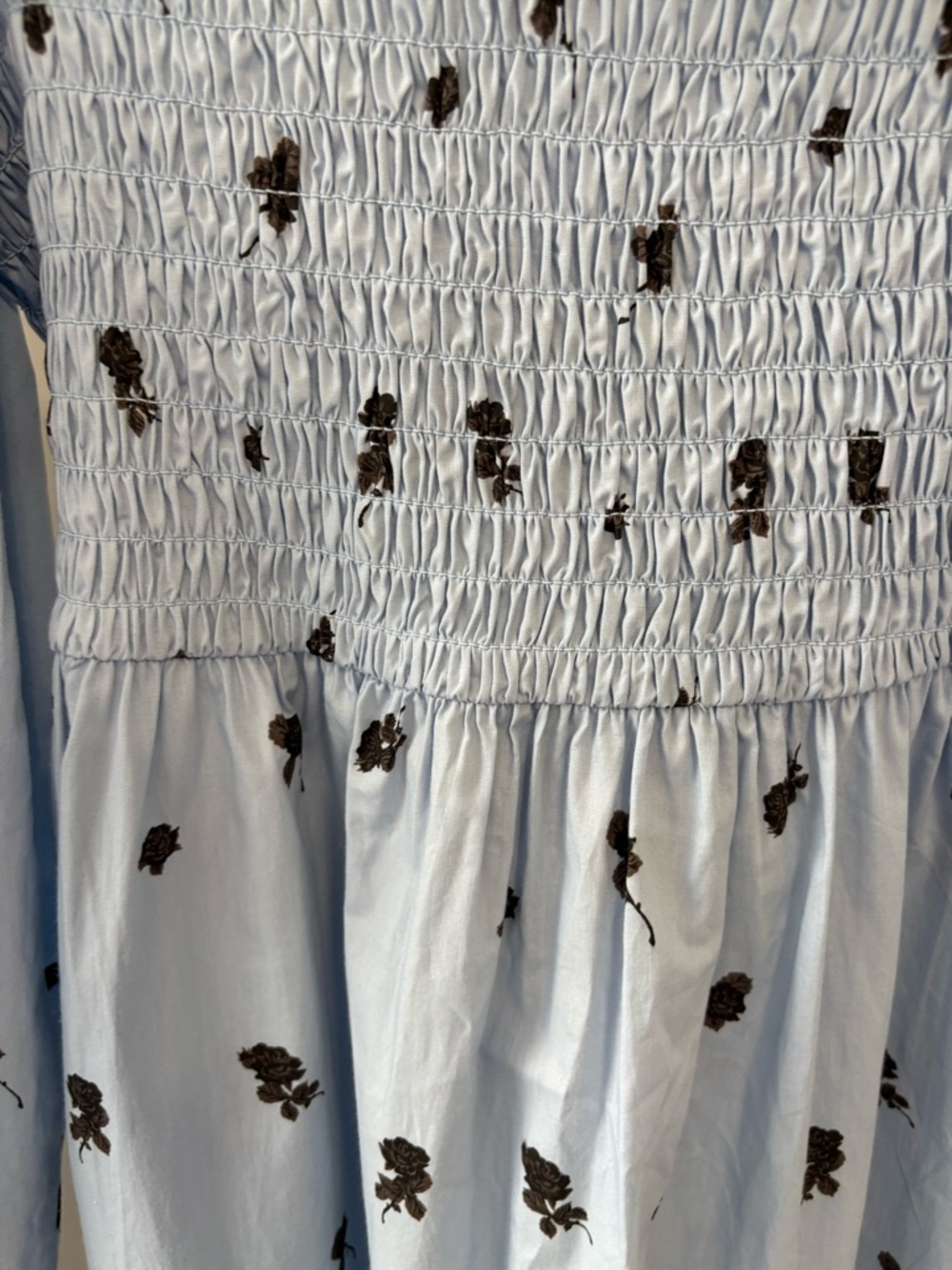 NWT CRĀS Faficras Organic Cotton Smocked Midi Dress - Rose Bell Blue - Size 36 - Picture 4 of 8